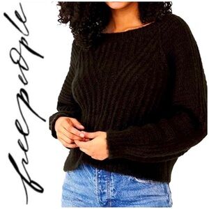 FREE PEOPLE Carter Chunky Knit Comfortable Pullover Sweater in Black NWT